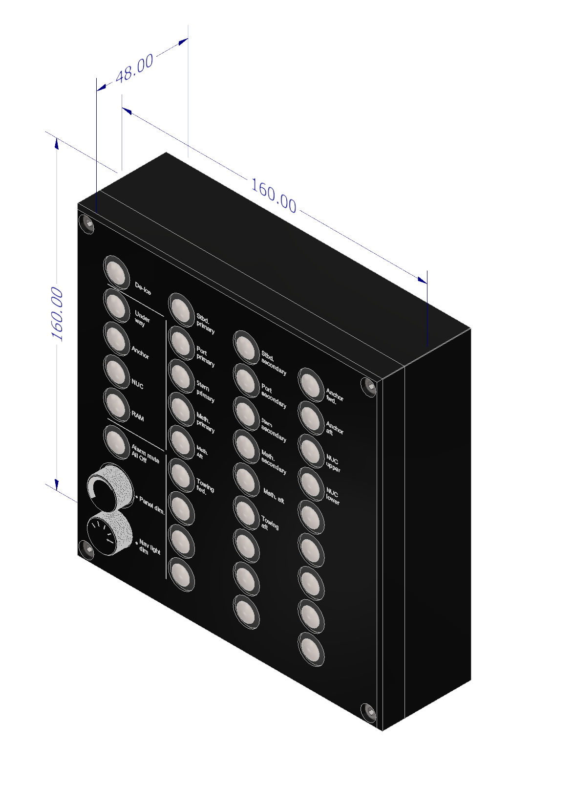 Control panel NLC, 28 ch, Bulkhead mnt, light dim